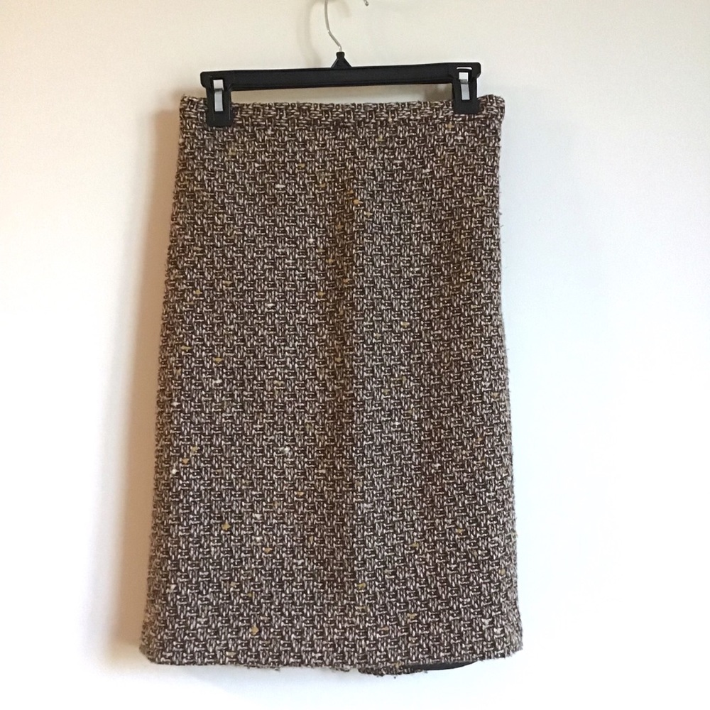 Ann Taylor LOFT brown wool tweed pencil skirt - Picture 3 of 8